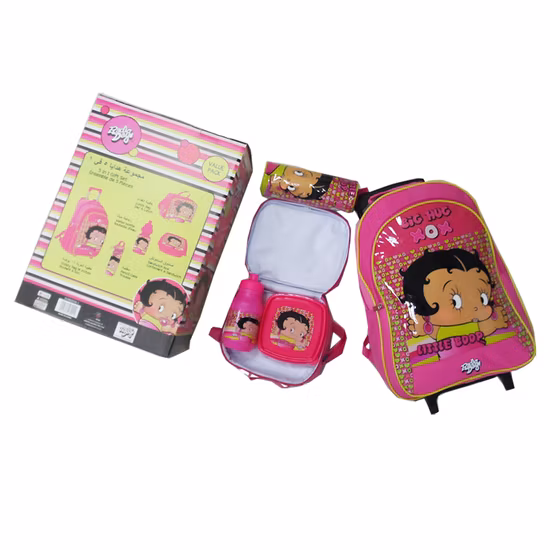 Benutzerdefinierte Display Supermarkt Cartoon Funktionelle Schulter Schreibwaren Mädchen Student Kinder Rollen Trolley Stift Federmäppchen Kühler Lunchtasche Zurück Schultaschen